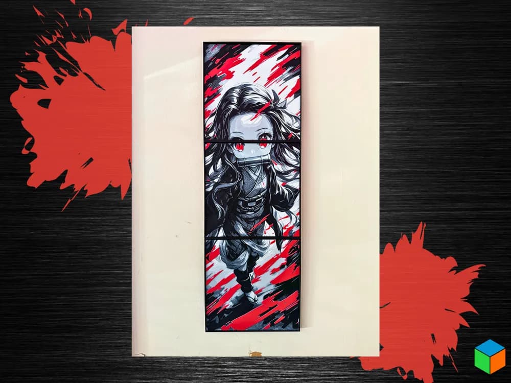 Nezuko Tiled HueForge Print (200×600) by 3D Prints By Vic HueForge model: Nezuko Tiled HueForge Print (200×600) by 3D Prints By Vic