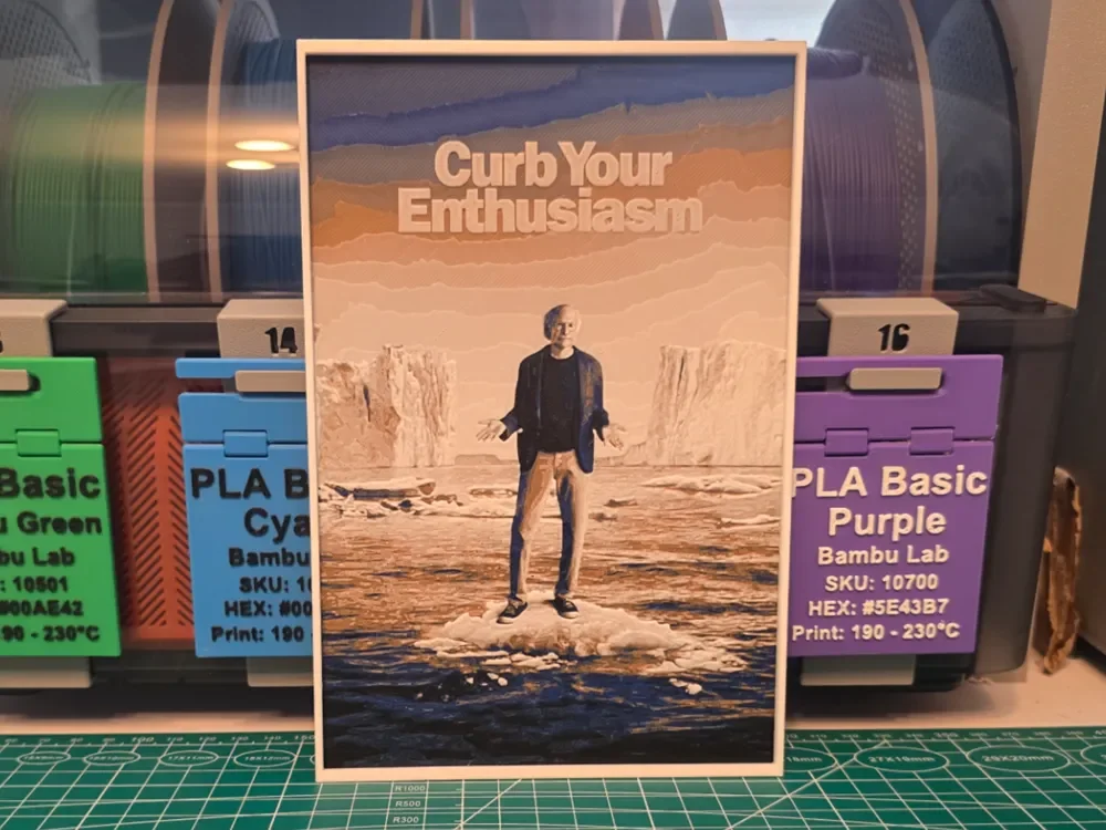Curb Your Enthusiasm Series Poster - Hueforge Art by Lumpy3D HueForge model: Curb Your Enthusiasm Series Poster - Hueforge Art by Lumpy3D