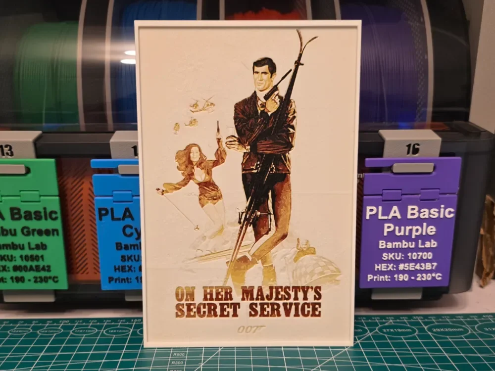 HueForge model: 007 On Her Majesty's Secret Service Movie Poster by Lumpy3D