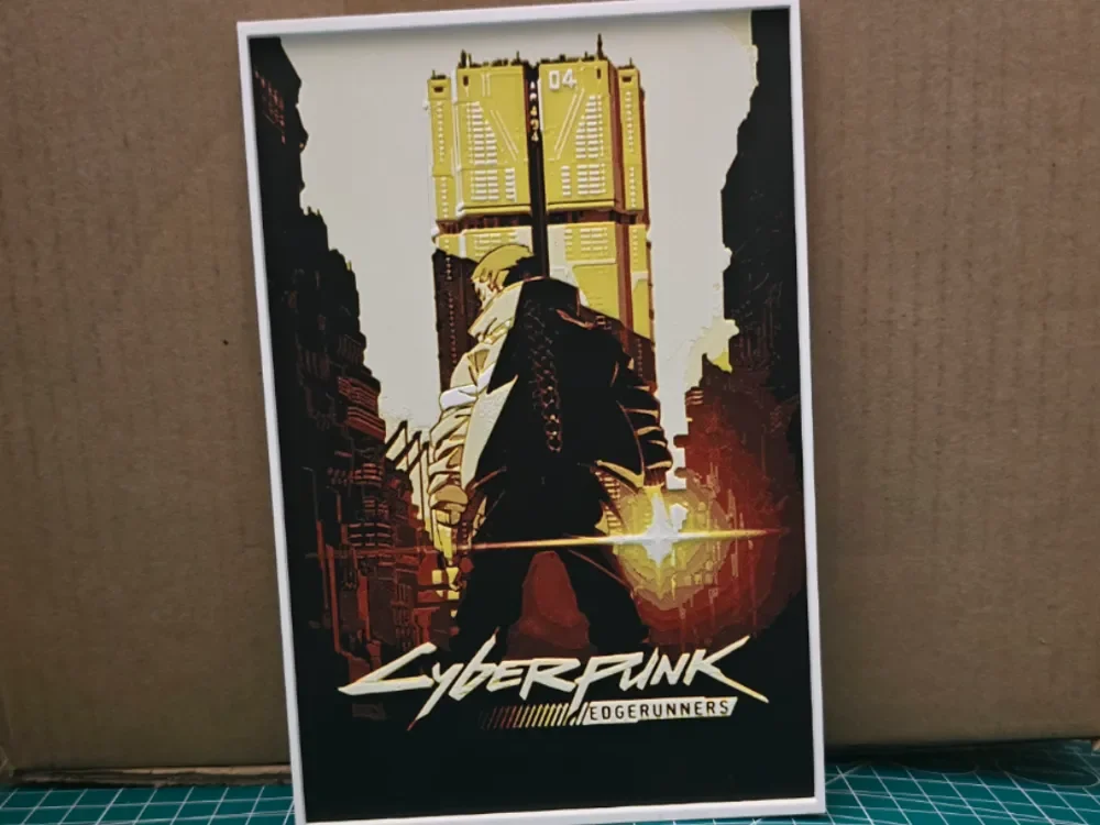 Cyberpunk Edgerunners Poster - Hueforge Art by Lumpy3D HueForge model: Cyberpunk Edgerunners Poster - Hueforge Art by Lumpy3D