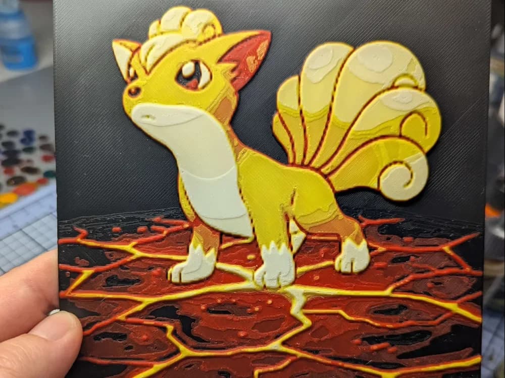 hueforge goupix Vulpix by ZombiePaint3D HueForge model: hueforge goupix Vulpix by ZombiePaint3D