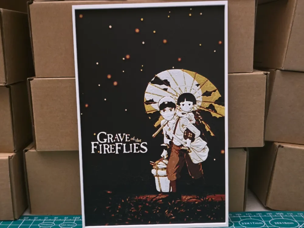 Grave of the Fireflies Movie Poster - Hueforge Art by Lumpy3D HueForge model: Grave of the Fireflies Movie Poster - Hueforge Art by Lumpy3D