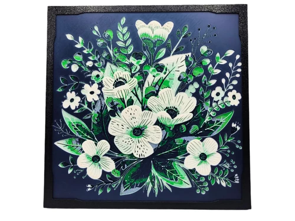 Wildflower Bouquet (3 Colors) by BusyKikiBee HueForge model: Wildflower Bouquet (3 Colors) by BusyKikiBee