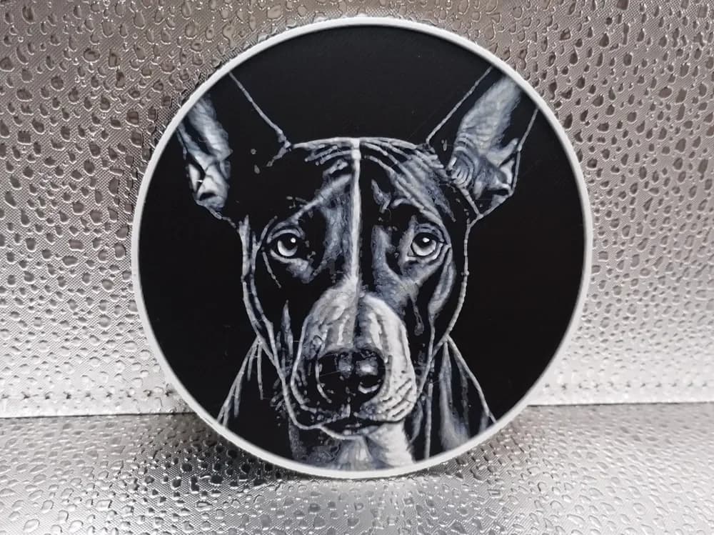 Bull Terrier Coaster – Hueforge by Borishotch Industries HueForge model: Bull Terrier Coaster – Hueforge by Borishotch Industries