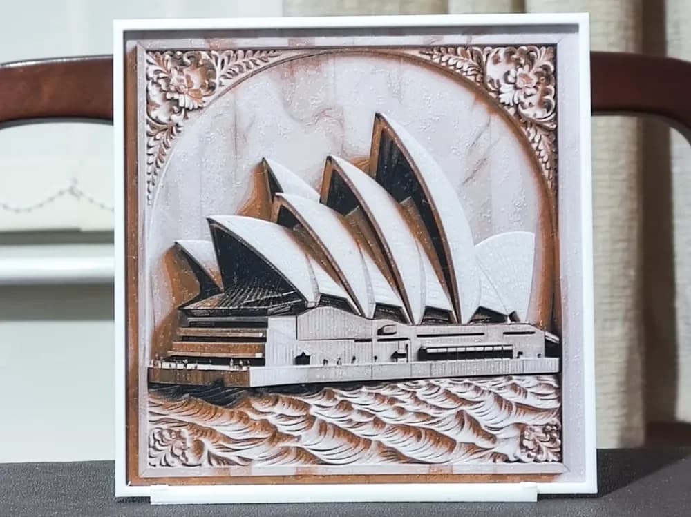 Carved Sydney Opera House - HueForge 3 Color by BoDad HueForge model: Carved Sydney Opera House - HueForge 3 Color by BoDad