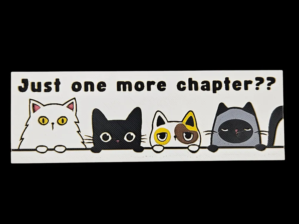 Just One More Chapter? Cats Bookmark by BusyKikiBee HueForge model: Just One More Chapter? Cats Bookmark by BusyKikiBee
