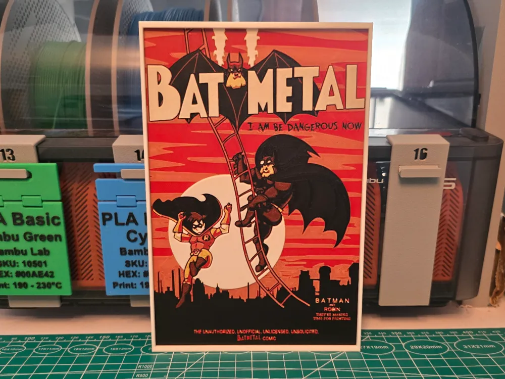 Bat Metal Poster - Hueforge Art by Lumpy3D HueForge model: Bat Metal Poster - Hueforge Art by Lumpy3D