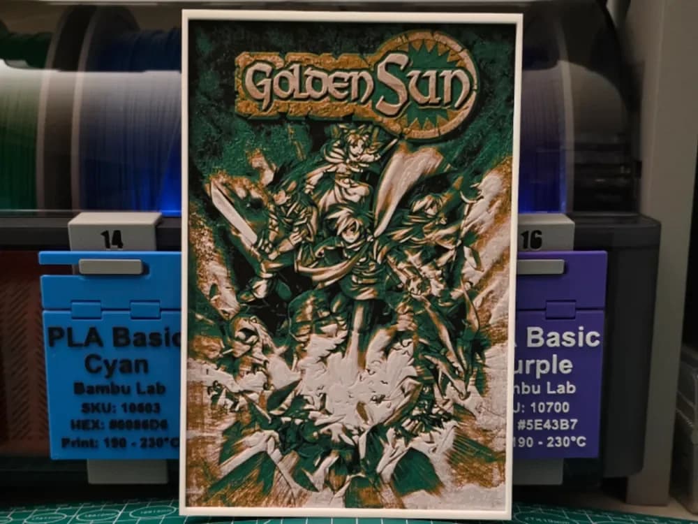 HueForge model: Golden Sun Poster – Hueforge Art by Lumpy3D