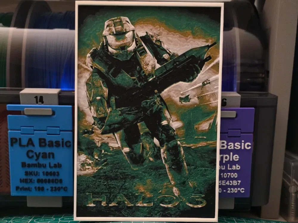 Halo 3 Poster – Hueforge Art by Lumpy3D HueForge model: Halo 3 Poster – Hueforge Art by Lumpy3D