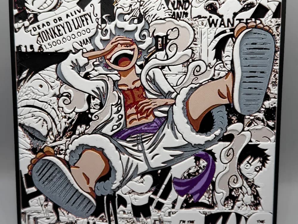 HueForge model: One Piece Hueforge - Luffy Manga Background by MonkeyForge 3D