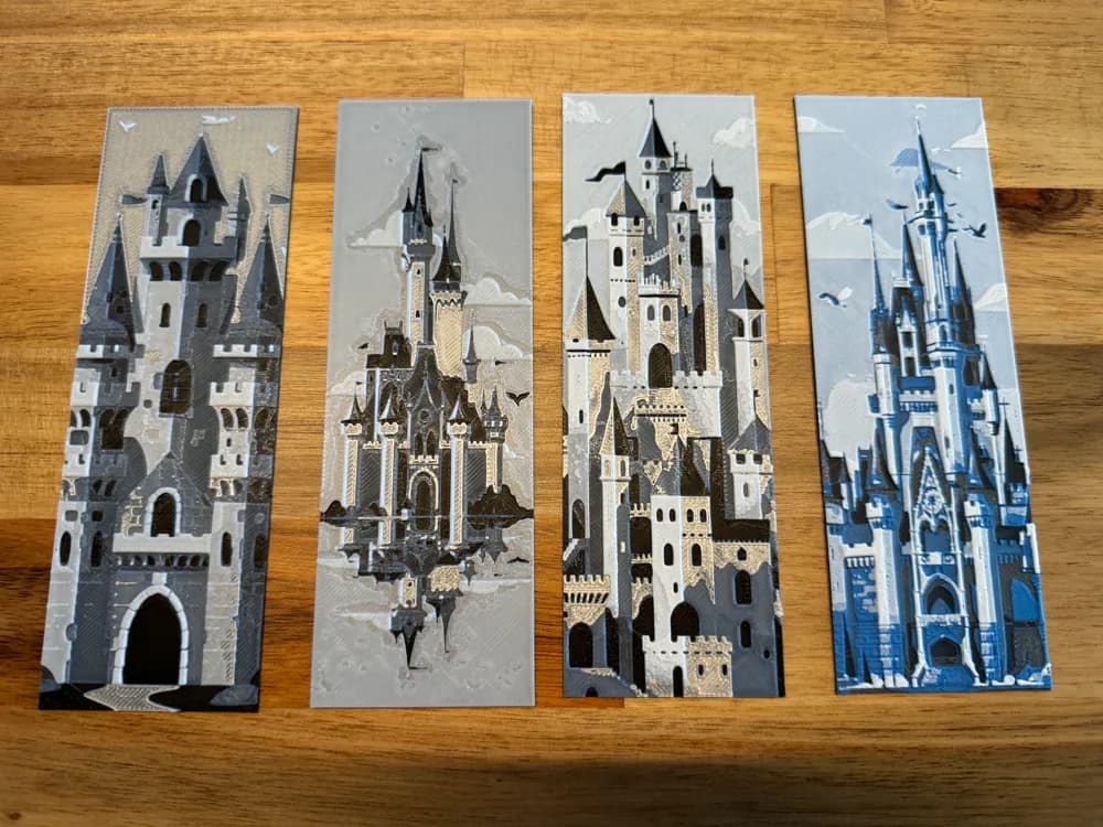 Bookmark - Castles #1-4 by Canadian Gamer HueForge model: Bookmark - Castles #1-4 by Canadian Gamer