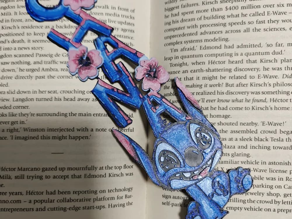 Stitch OHANA Bookmark 1 AMS ONLY by TheHueforgeLady HueForge model: Stitch OHANA Bookmark 1 AMS ONLY by TheHueforgeLady