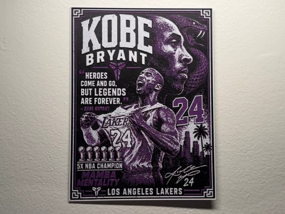 Kobe LA Lakers NBA Poster HueForge Kobe LA Lakers NBA Poster HueForge