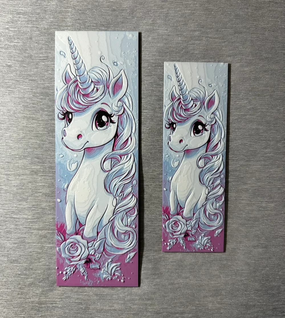 Unicorn Hueforge Bookmarks - 2 sizes by Hey Ben HueForge model: Unicorn Hueforge Bookmarks - 2 sizes by Hey Ben