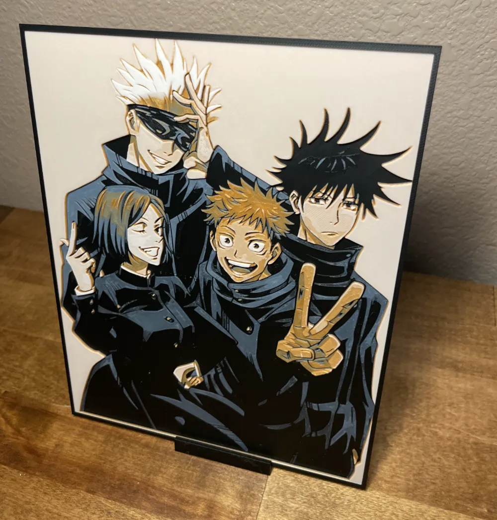 HueForge model: Hueforge - Jujutsu Kaisen - Gojo and the Crew by Cloudy Nostalgia