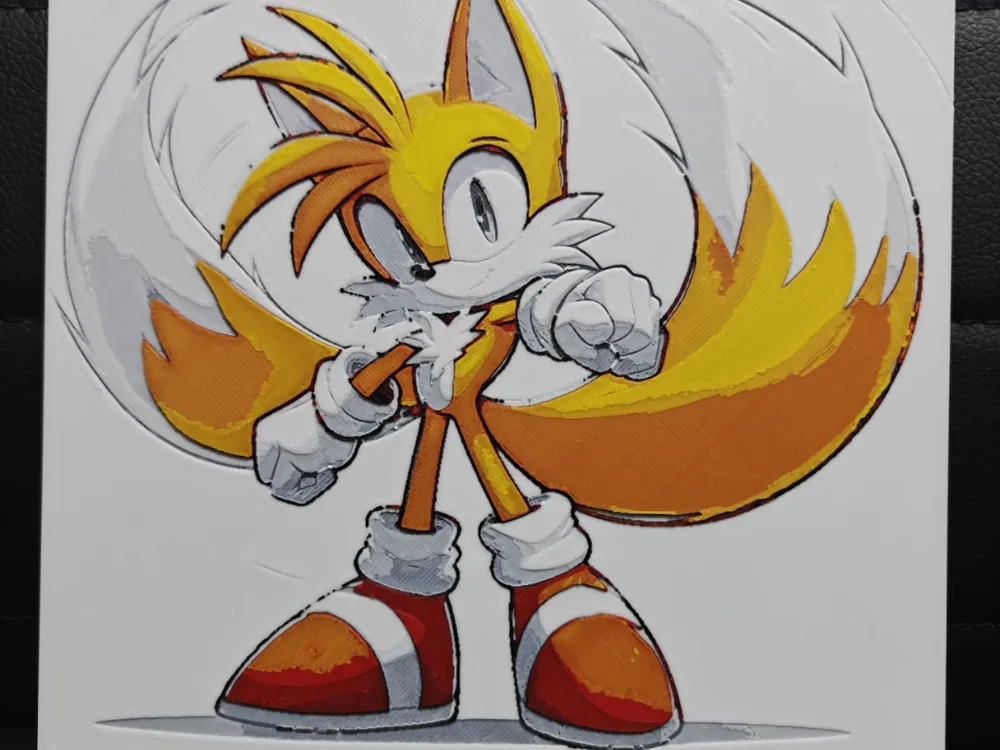 HueForge model: Miles "Tails" Prower Sonic by TheHueforgeLady