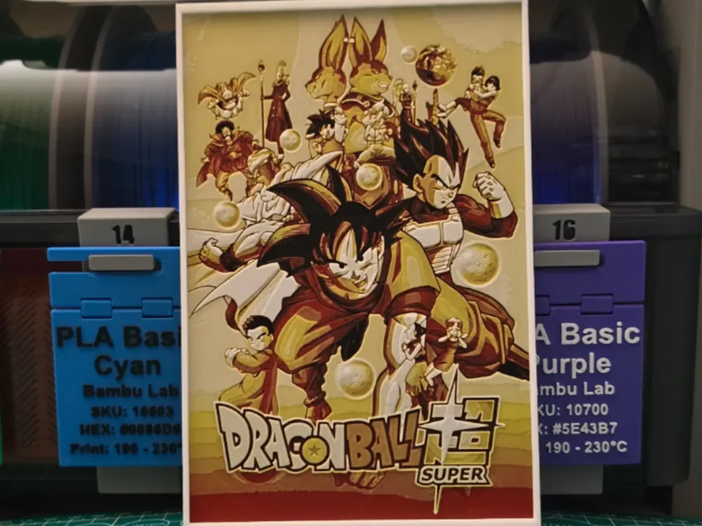Dragon Ball Super Poster - Hueforge Art by Lumpy3D HueForge model: Dragon Ball Super Poster - Hueforge Art by Lumpy3D