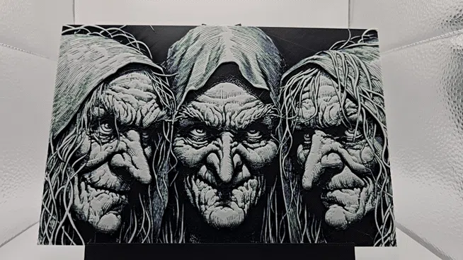 HueForge model: 3 Witches Glow in the Dark by BusyKikiBee