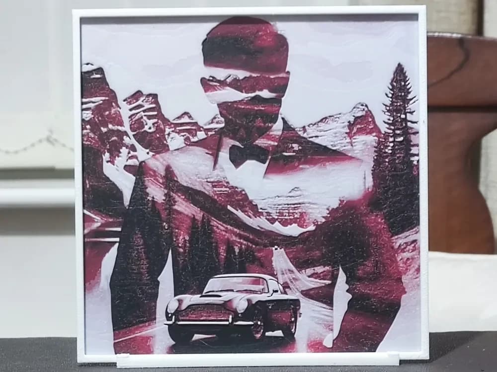 Double Exposure Bond - HueForge 2 Color by BoDad HueForge model: Double Exposure Bond - HueForge 2 Color by BoDad