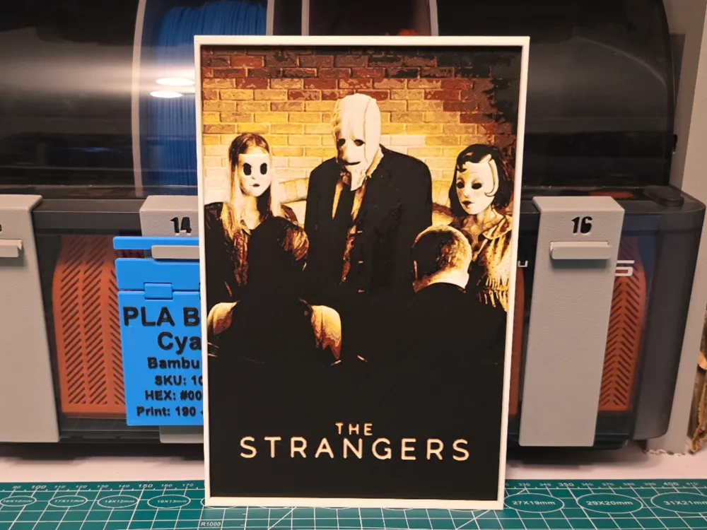 The Strangers Movie Poster - Hueforge Art by Lumpy3D HueForge model: The Strangers Movie Poster - Hueforge Art by Lumpy3D