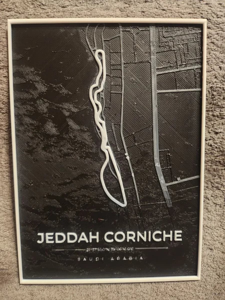 Jeddah Circuit F1 - HueForge by keko HueForge model: Jeddah Circuit F1 - HueForge by keko