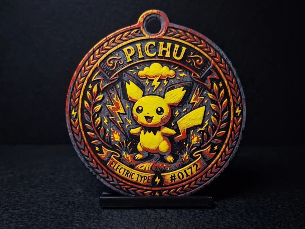 Pichu #0172 - Pokemon Ornament by LED HueForge model: Pichu #0172 - Pokemon Ornament by LED