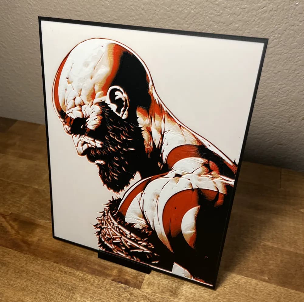 Hueforge - God of War - Kratos Side View by Cloudy Nostalgia HueForge model: Hueforge - God of War - Kratos Side View by Cloudy Nostalgia
