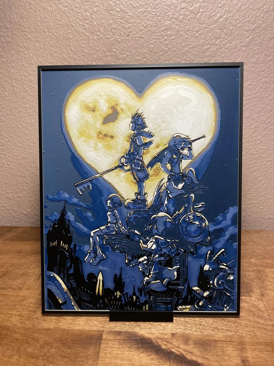 Kingdom Hearts - Game 1 Cover by Cloudy Nostalgia HueForge model: Kingdom Hearts - Game 1 Cover by Cloudy Nostalgia