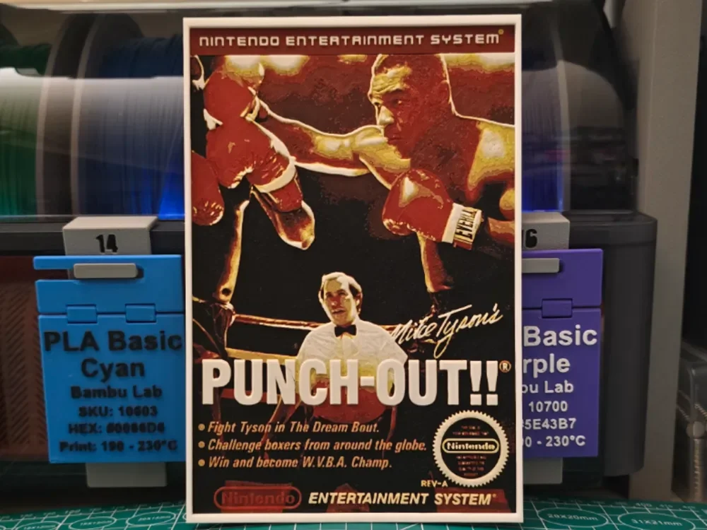 Mike Tyson's Punch-Out!! Poster - Hueforge Art by Lumpy3D HueForge model: Mike Tyson's Punch-Out!! Poster - Hueforge Art by Lumpy3D