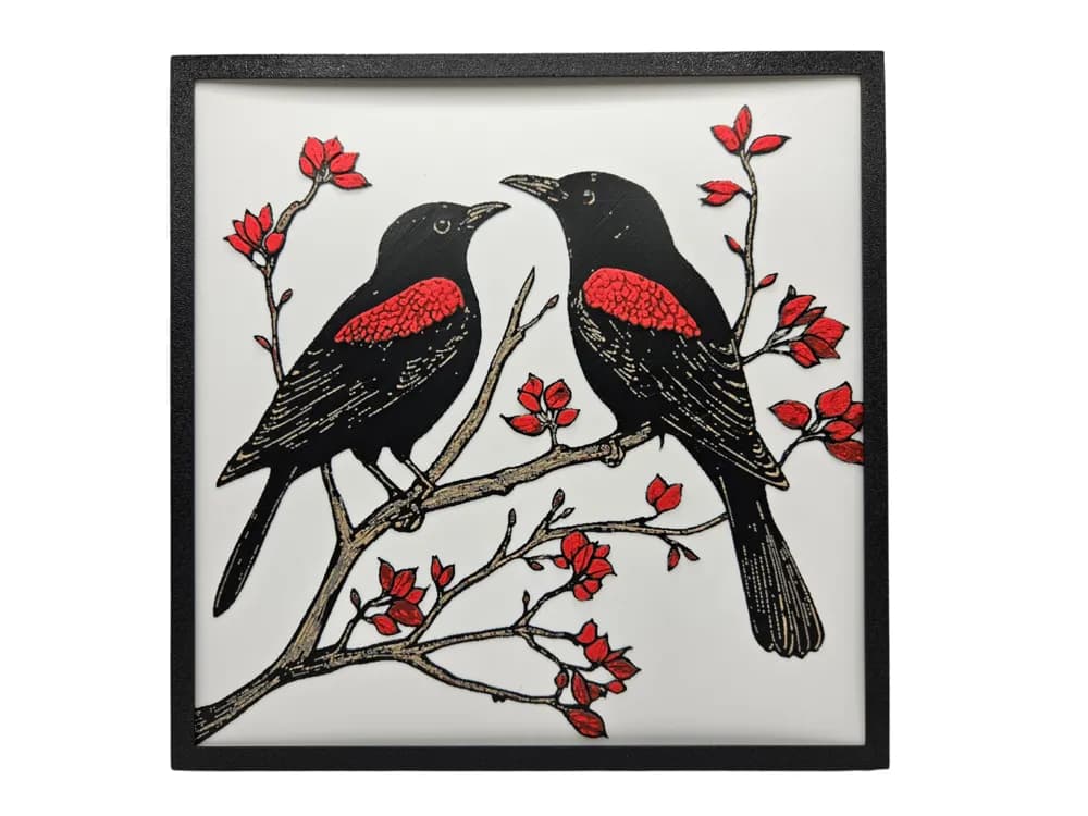 Redwing Blackbirds by BusyKikiBee HueForge model: Redwing Blackbirds by BusyKikiBee