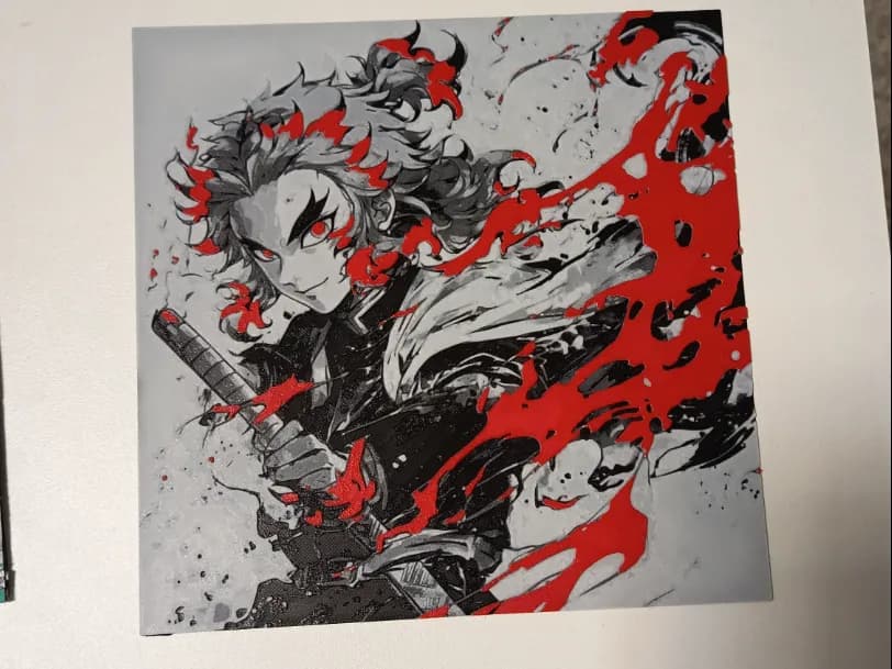 Demon Slayer Rengoku Hueforge by 3DNesy HueForge model: Demon Slayer Rengoku Hueforge by 3DNesy