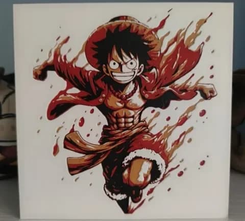 Hueforge Luffy kicking by Litolunar HueForge model: Hueforge Luffy kicking by Litolunar