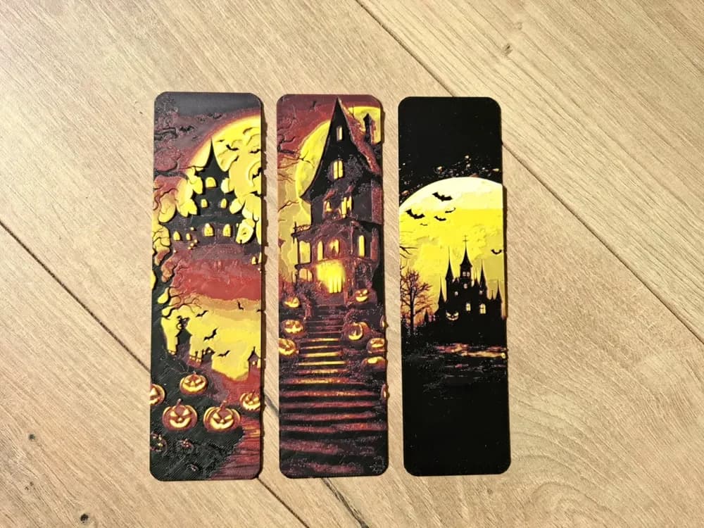 Halloween Haunted House bookmark set - hueforge by EternalDesigns3D HueForge model: Halloween Haunted House bookmark set - hueforge by EternalDesigns3D