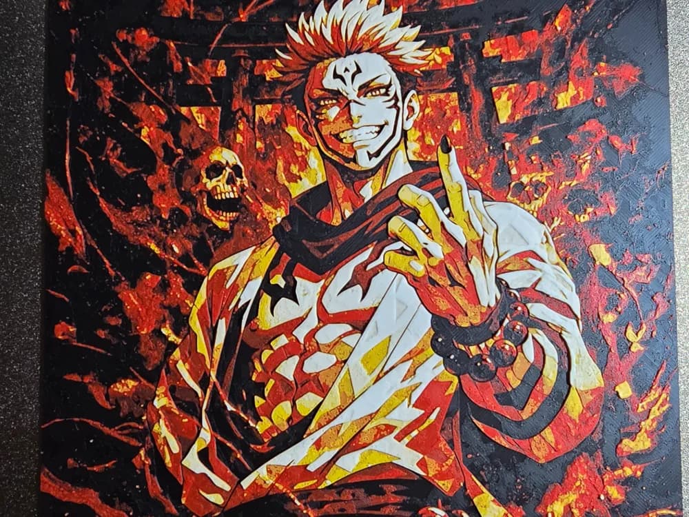 Jujutsu Kaisen - Sukuna Hueforge by 3D-Mentiel HueForge model: Jujutsu Kaisen - Sukuna Hueforge by 3D-Mentiel