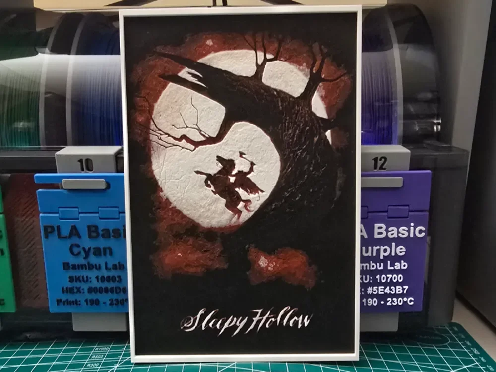 Sleepy Hollow Movie Poster - Hueforge Art by Lumpy3D HueForge model: Sleepy Hollow Movie Poster - Hueforge Art by Lumpy3D