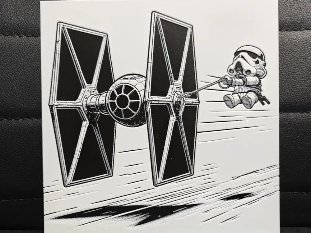 TIE Training / Stormtrooper & TIE Fighter by TheHueforgeLady HueForge model: TIE Training / Stormtrooper & TIE Fighter by TheHueforgeLady