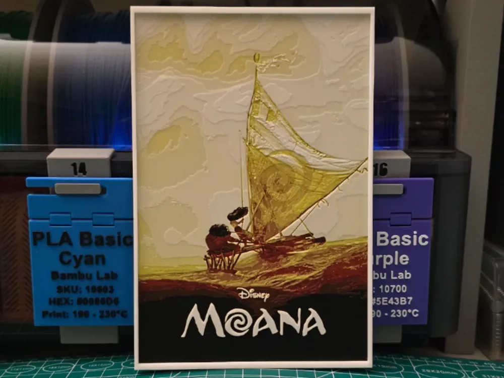 Moana Movie Poster - Hueforge Art by Lumpy3D HueForge model: Moana Movie Poster - Hueforge Art by Lumpy3D
