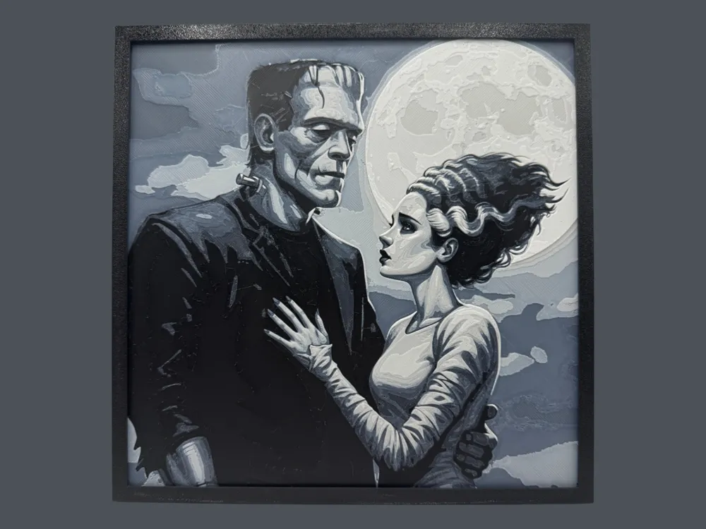 Frankenstein and Bride of Frankenstein by Canadian Gamer HueForge model: Frankenstein and Bride of Frankenstein by Canadian Gamer