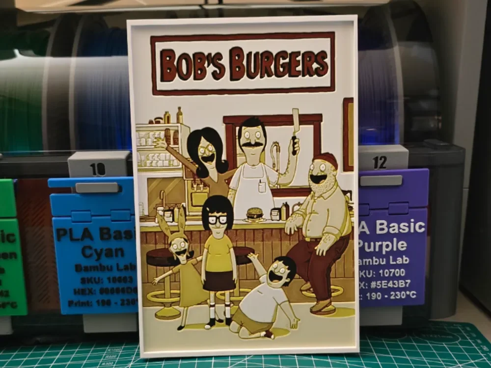 Bob's Burgers Poster - Hueforge Art by Lumpy3D HueForge model: Bob's Burgers Poster - Hueforge Art by Lumpy3D