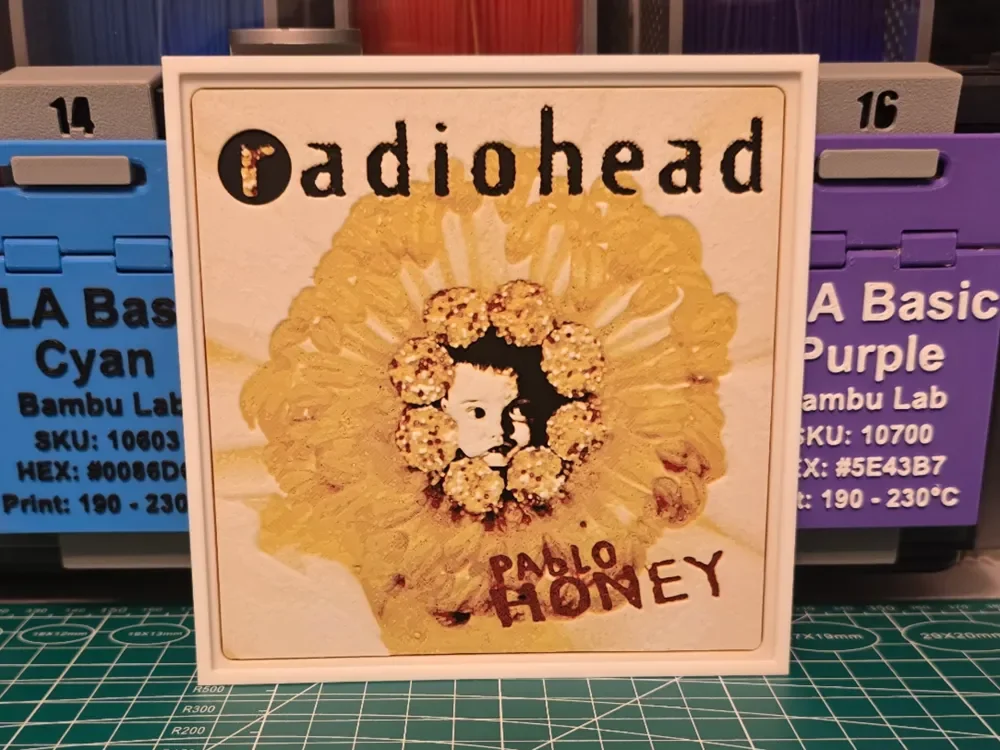 Radiohead "Pablo Honey" Album - Hueforge Art by Lumpy3D HueForge model: Radiohead "Pablo Honey" Album - Hueforge Art by Lumpy3D