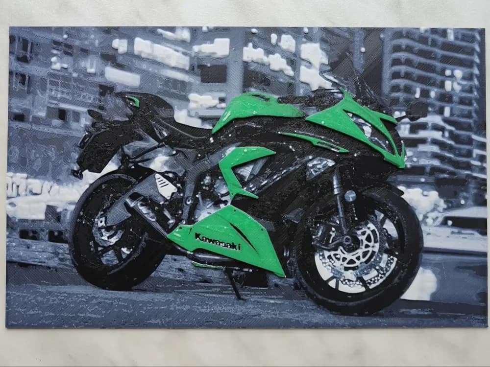 Kawasaki Ninja - Hueforge by BeaN HueForge model: Kawasaki Ninja - Hueforge by BeaN