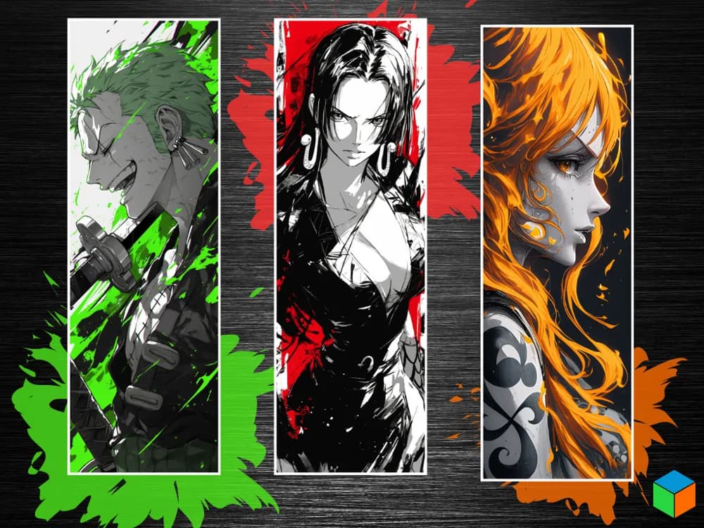 One Piece Bookmark Set - Zoro | Nami | Boa by 3D Prints By Vic HueForge model: One Piece Bookmark Set - Zoro | Nami | Boa by 3D Prints By Vic