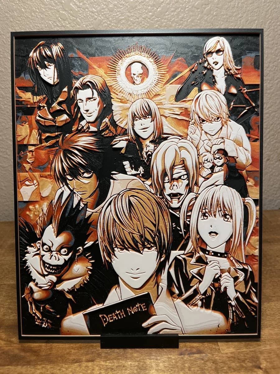 Death Note Poster by Cloudy Nostalgia HueForge model: Death Note Poster by Cloudy Nostalgia