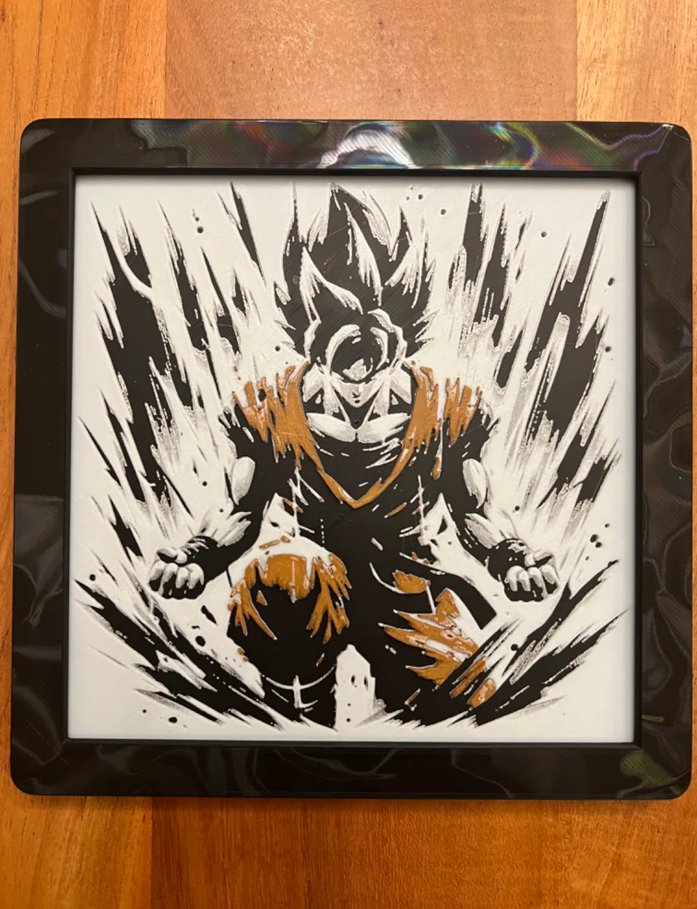 Goku in Orange 2.0 by JustBe 3D Printing HueForge model: Goku in Orange 2.0 by JustBe 3D Printing