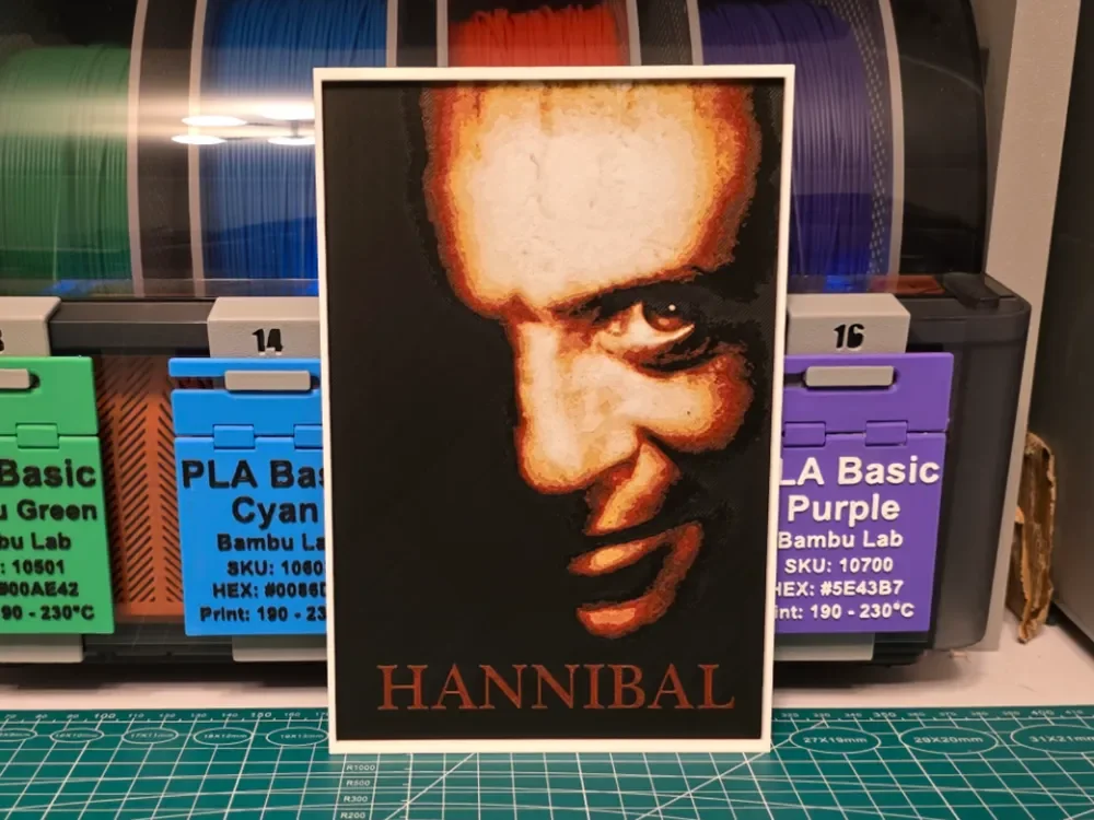 Hannibal Movie Poster - Hueforge Art by Lumpy3D HueForge model: Hannibal Movie Poster - Hueforge Art by Lumpy3D