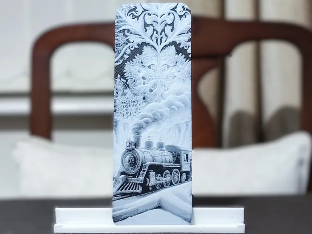Christmas Train Bookmark - 2 Color by BoDad HueForge model: Christmas Train Bookmark - 2 Color by BoDad