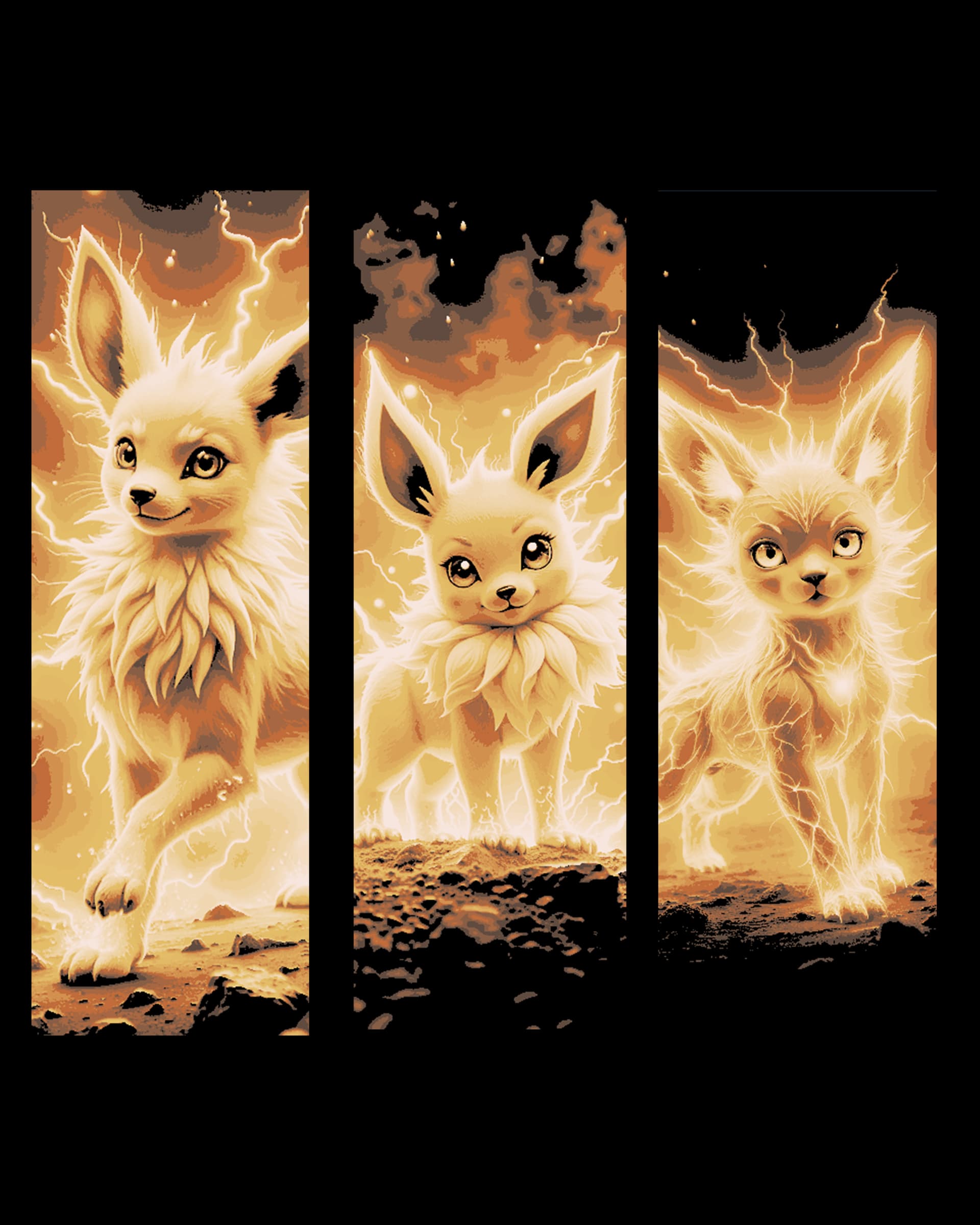 Fan art depictions of the electrified Pokémon Jolteon - Set of bookmarks by BooneCo3d HueForge model: Fan art depictions of the electrified Pokémon Jolteon - Set of bookmarks by BooneCo3d