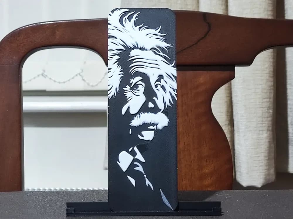 Albert Einstein Bookmark - 2 Color by BoDad HueForge model: Albert Einstein Bookmark - 2 Color by BoDad