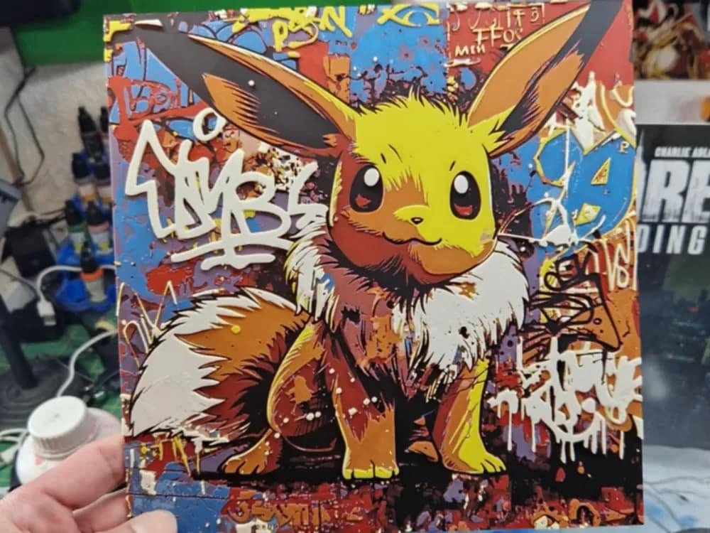 Pokemon Hueforge - Eevee Street Art by Dakiren HueForge model: Pokemon Hueforge - Eevee Street Art by Dakiren