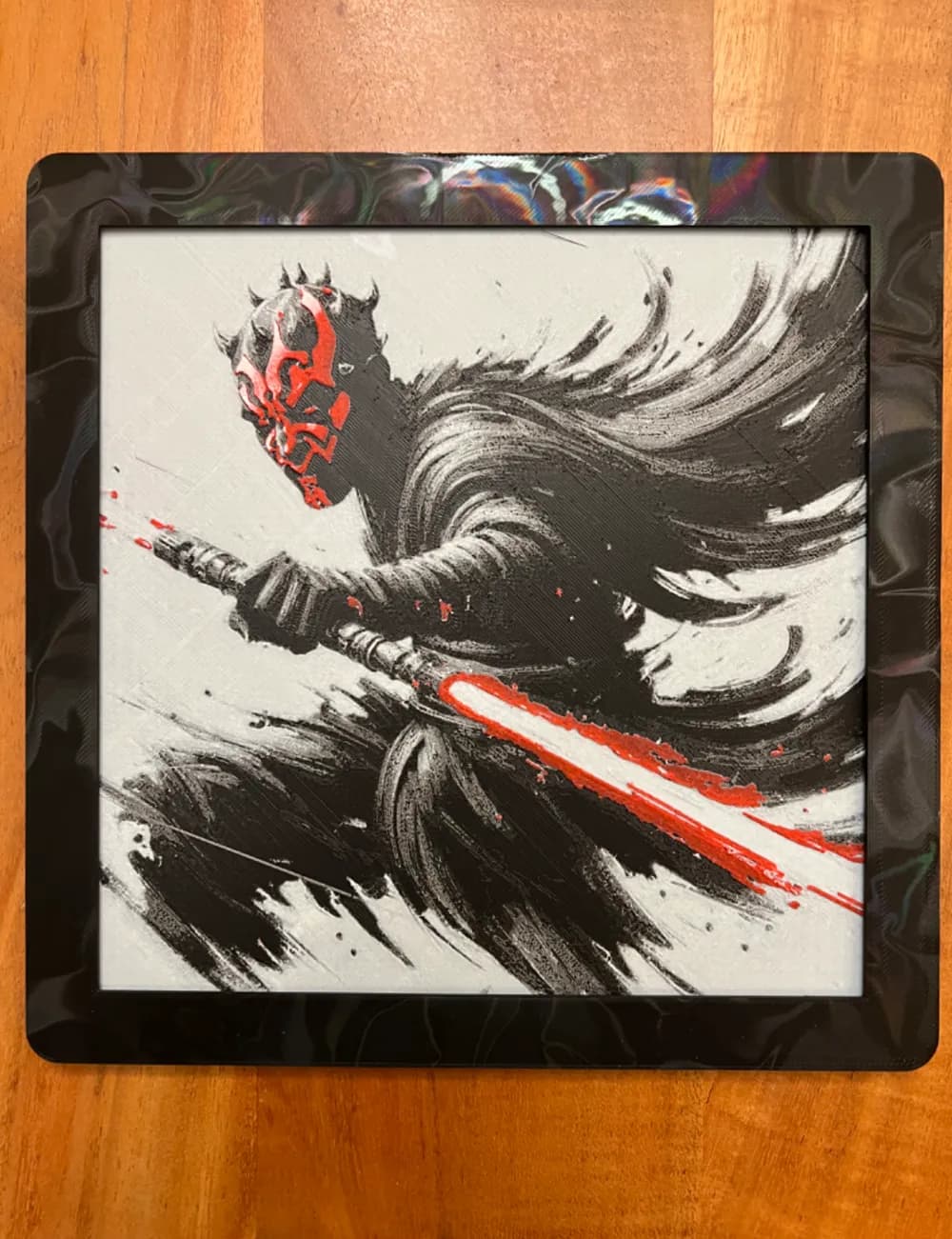 Darth Maul with Double Red Lightsaber by JustBe 3D Printing HueForge model: Darth Maul with Double Red Lightsaber by JustBe 3D Printing